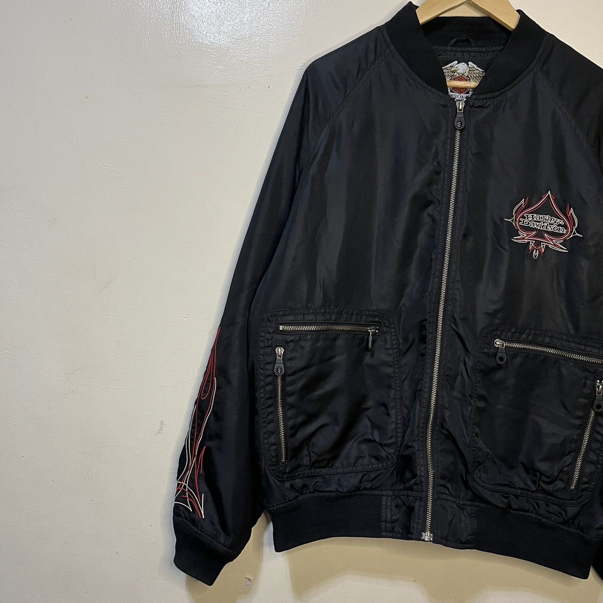 Harley Davidson 1990's Harley Davidson Custom Speed Flame Varsity Jacket Size US L / EU 52-54 / 3 - 3 Thumbnail