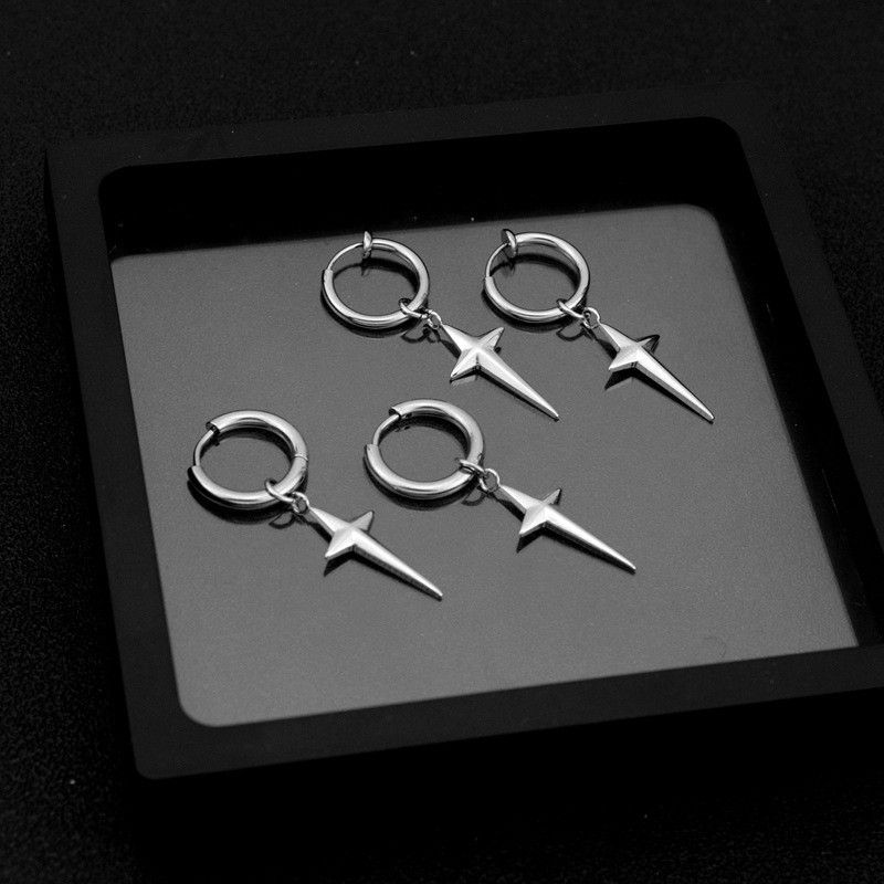 Jewelry Hip-hop Earrings One Pairs Chrome Jewelry Size ONE SIZE - 2 Thumbnail