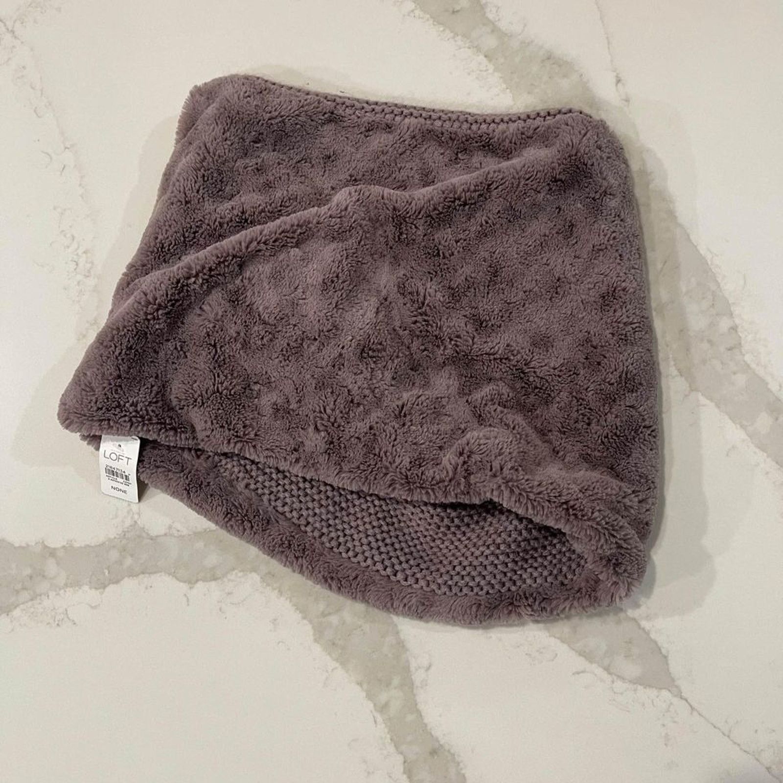 Loft Loft NWT Faux Fur Muff Scarf Brown Patterned Knit Inside Size ONE SIZE - 6 Thumbnail