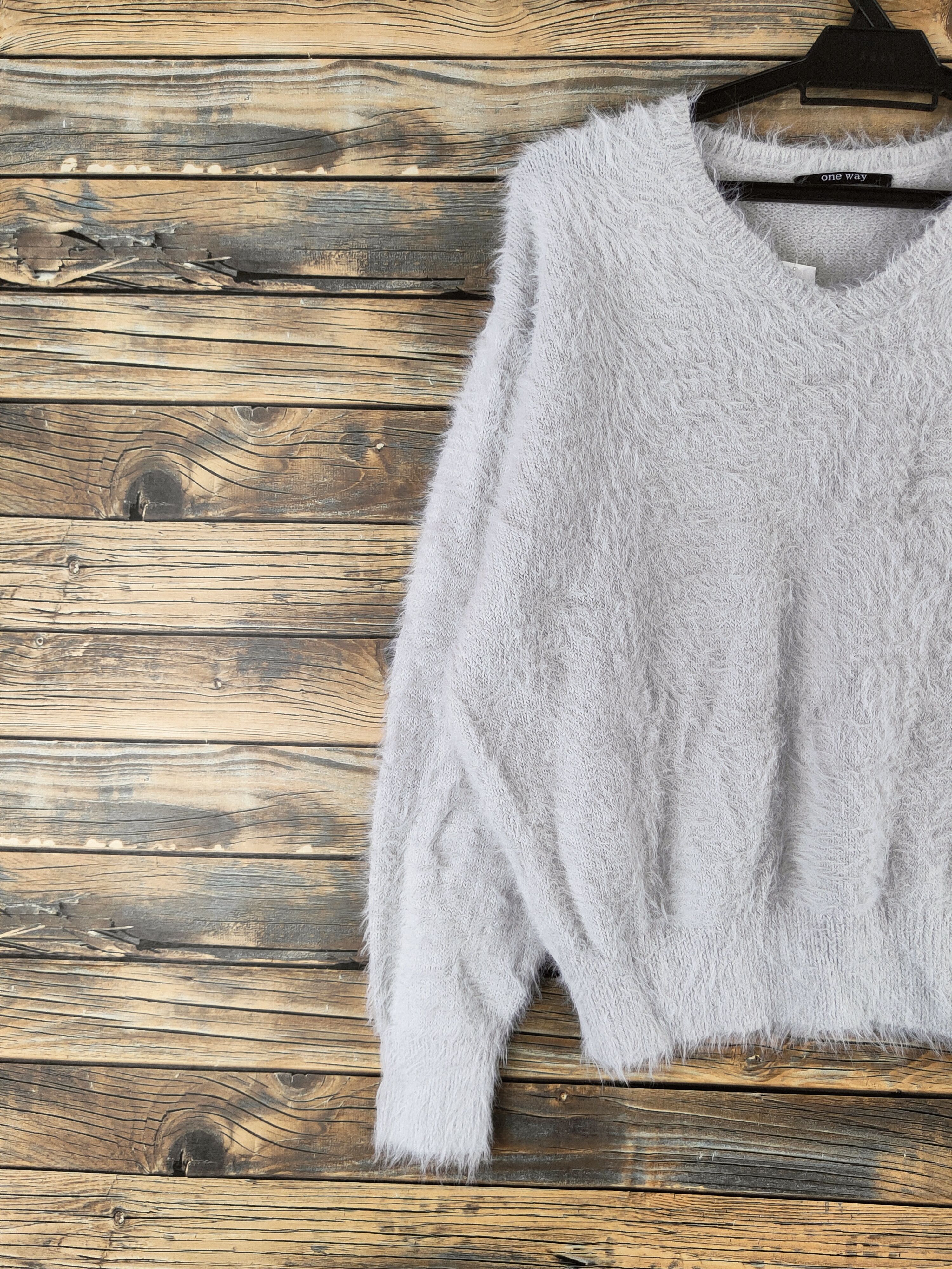 Japanese Brand DL One Way Gray Fur Mohair Knitwear #46-542 Size M / US 6-8 / IT 42-44 - 3 Thumbnail