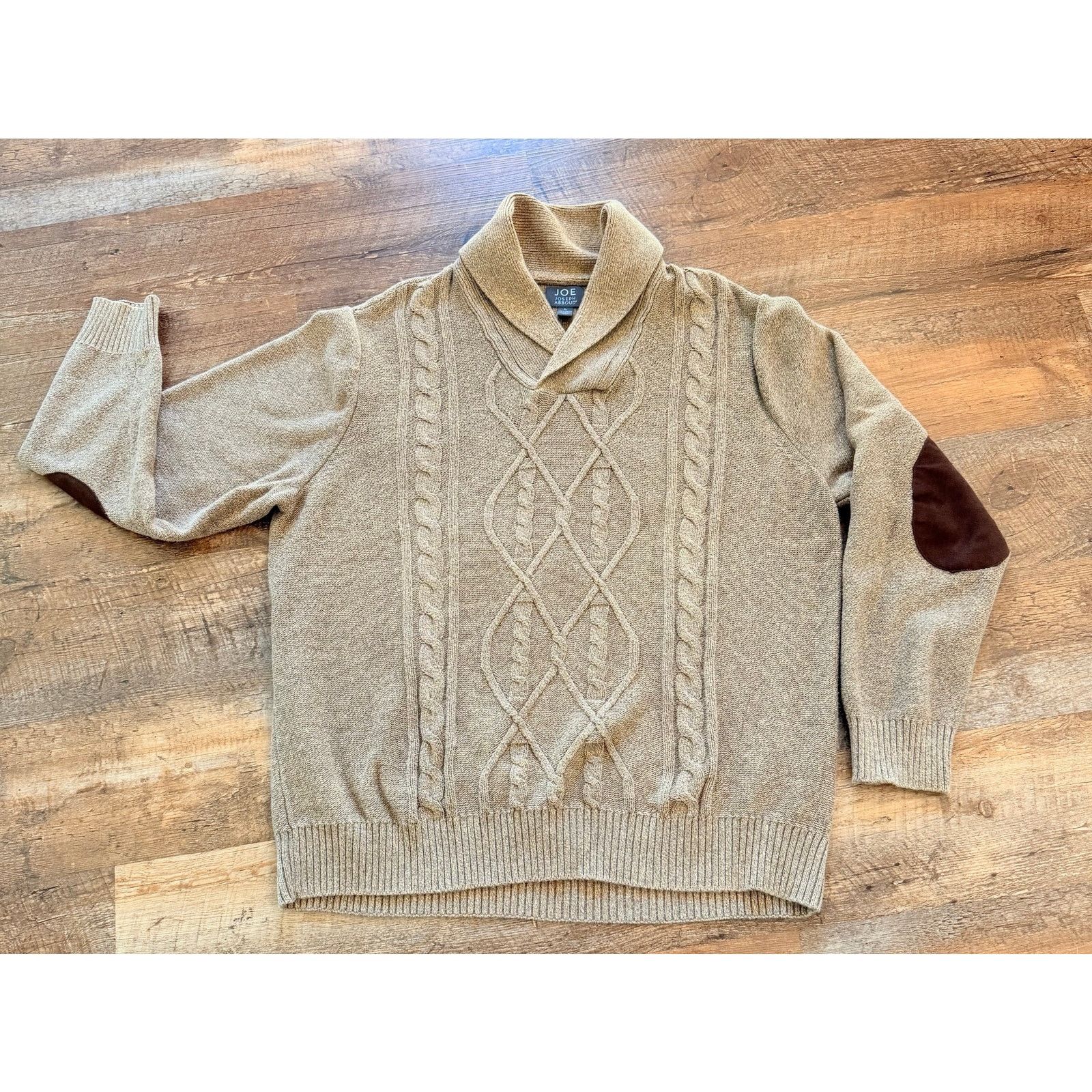 Joseph Abboud Joe Joseph Abboud Cotton Cable Knit Elbow Patch Sweater L Size US L / EU 52-54 / 3 - 1 Thumbnail