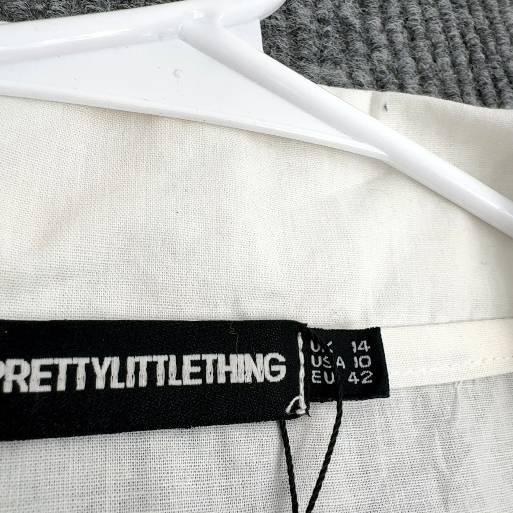 PrettyLittleThing PrettyLittleThing Shirt 10 White Cotton Long Sleeve Button Up Oversized Womens Size L / US 10 / IT 46 - 4 Thumbnail
