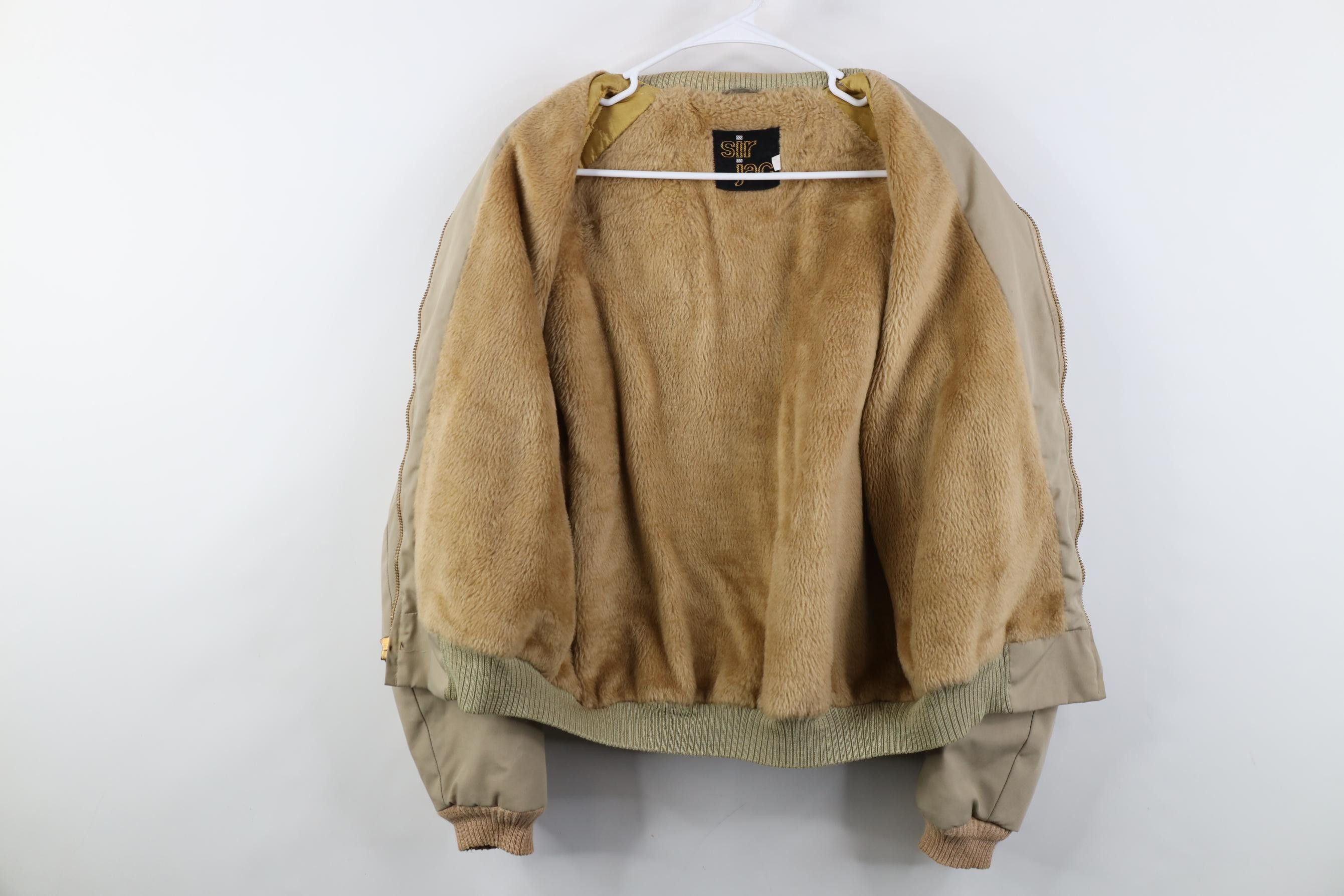Vintage Vintage 70s Streetwear Fleece Lined Bomber Jacket Beige USA Size US XXL / EU 58 / 5 - 13 Thumbnail