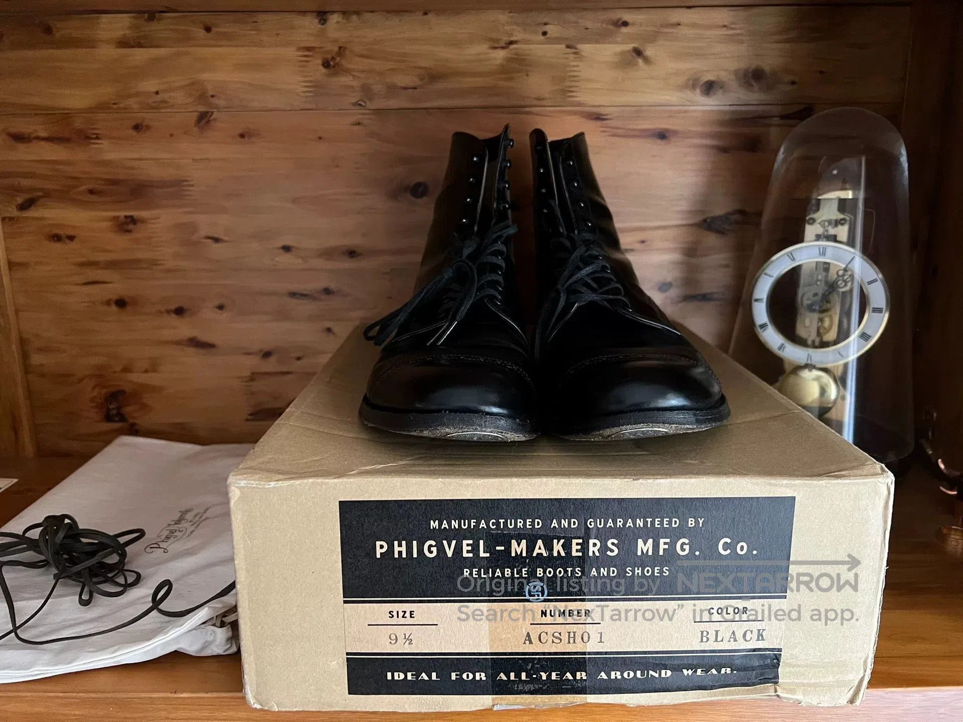 PHIGVEL MAKERS & Co. classic black leather service boots for men. Size US 9.5 / EU 42-43 - 9 Thumbnail