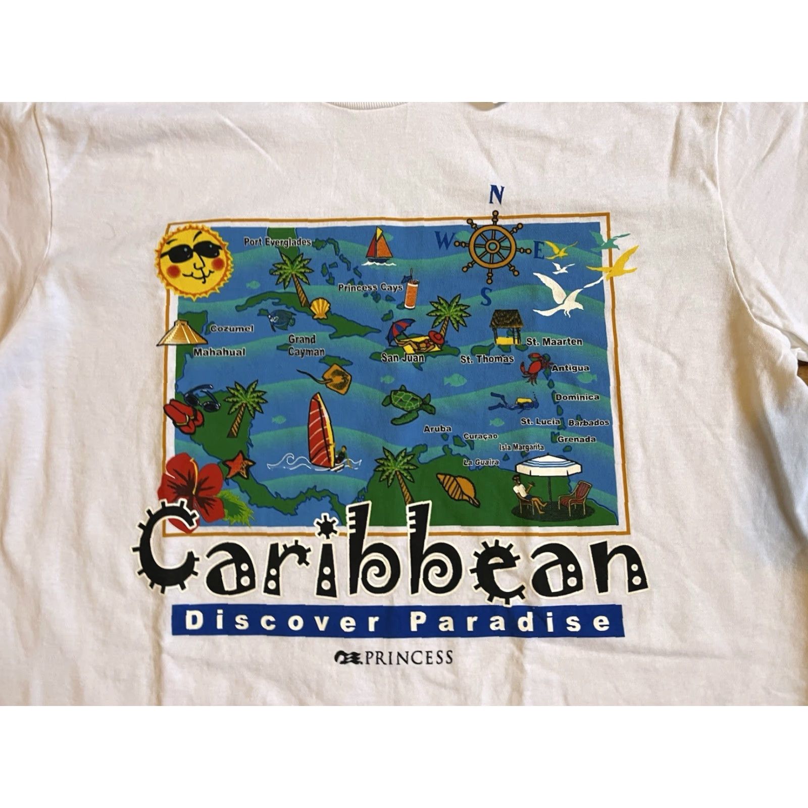 Prince VINTAGE Princess Cruises Caribbean Shirt Men’s XL White Single Stitch 90s T-Shirt Size US XL / EU 56 / 4 - 3 Thumbnail