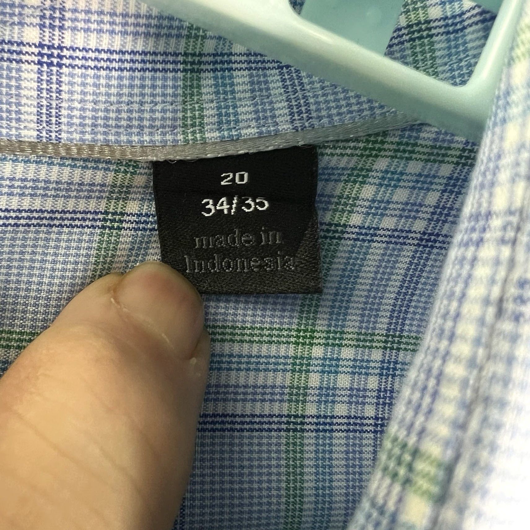 Vintage Blue Rochester Egyptian Cotton Checked Button-Up Shirt Mens Size 20 Regular Long Sleeve Blue/Green Pattern Check Casual Business 64 in Chest Size US XXL / EU 58 / 5 - 5 Thumbnail