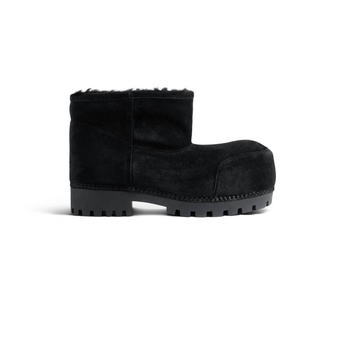 Alaska Fur Shearling Suede Low Boots Black