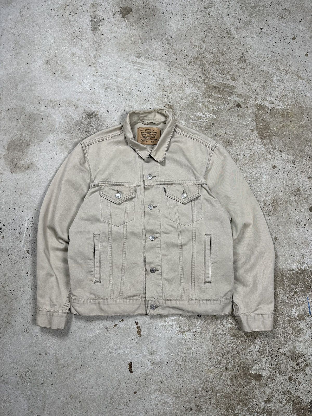 Vintage 90s Levi's 70503 Beige Denim Jacket Type II