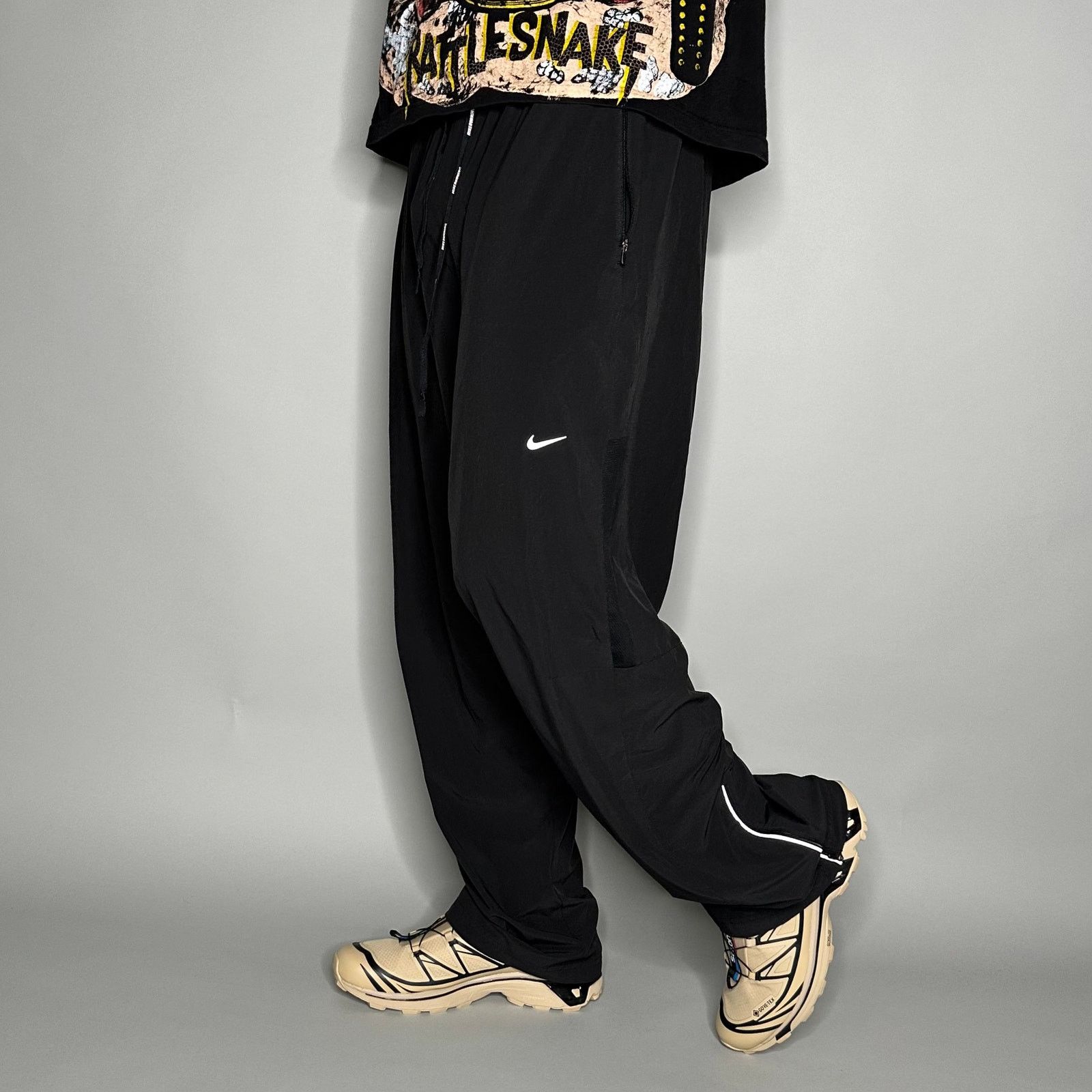 Nike Nike ACG Vintage Crazy Nike Track Pants Black Polyester Sweatpants Baggy Wide Grailed