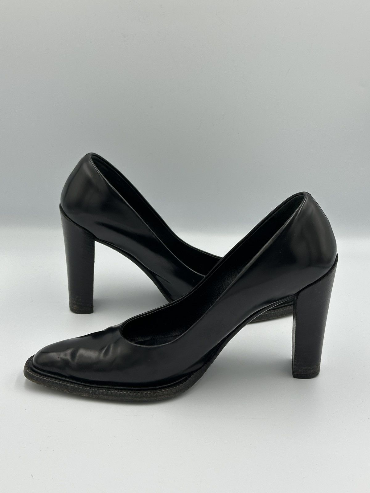 Prada Prada Black Leather Square Toe Block Heel Pumps Italy Size US 6 / IT 36 - 6 Thumbnail