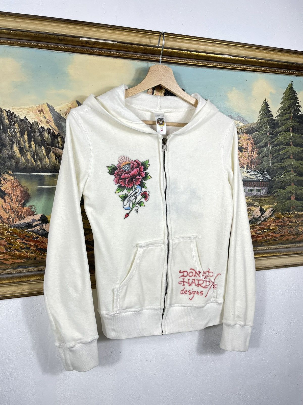 Christian Audigier × Ed Hardy × Vintage Ed Hardy Retro 00s Hoodie Velvet Cyber Affliction Grunge Size US XS / EU 42 / 0 - 4 Thumbnail