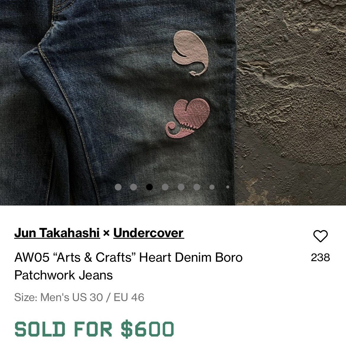 Undercover AW05 Arts & Crafts Heart Denim Size US 30 / EU 46 - 4 Thumbnail