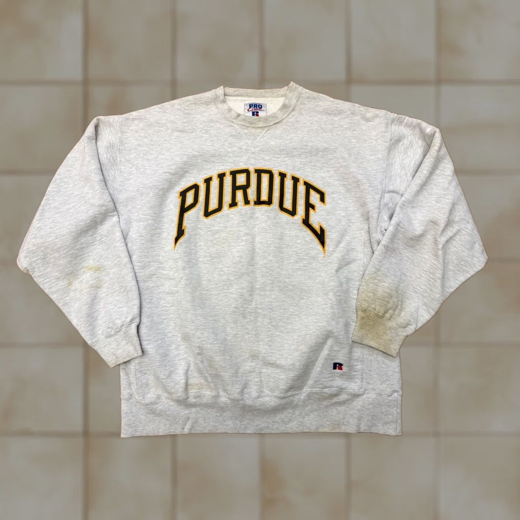 Vintage VINTAGE Russell Pro Cotton Mens 2XL Pullover Crew Neck USA Purdue Boilers Sweatshirt Gray University/Boilers Mens Size US XXL / EU 58 / 5 - 1 Thumbnail