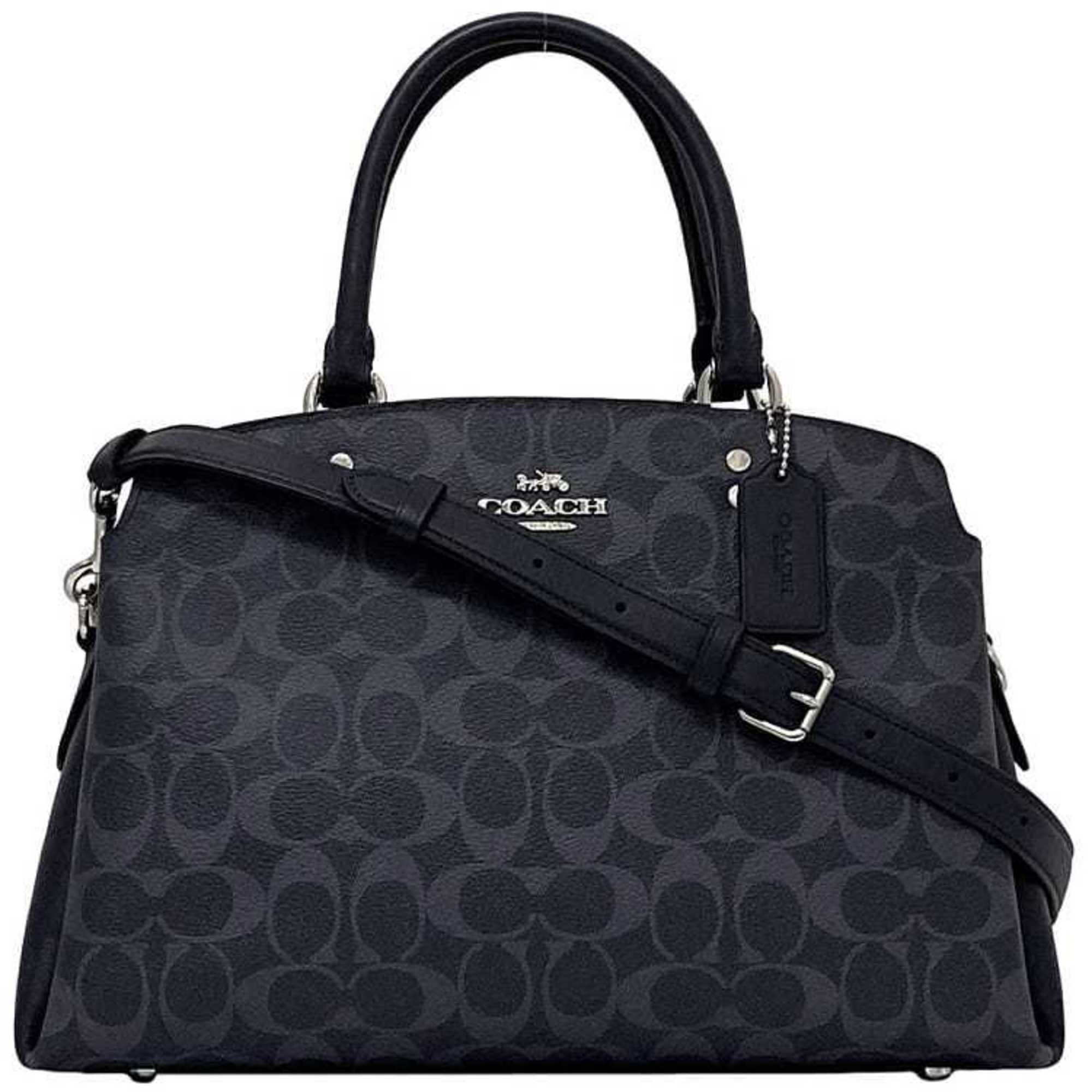 Coach 2-Way Bag Ec-22600 Navy Blue Signature 91132 Leather Coach Self-Standing Handbag Shoulder Women's Men's Crossbody