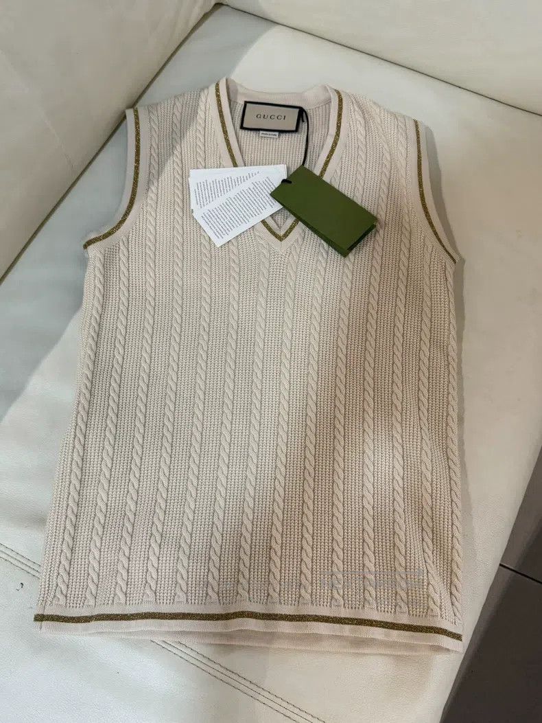 Gucci Gucci Gold silk-edged knitted vest Size XXS / US 00 / IT 34 - 1 Thumbnail