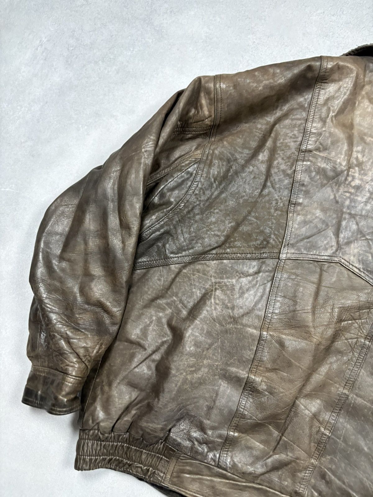 Vintage 80s Vintage Leather Aviator Bomber Jacket Sherpa Lined Size US XL / EU 56 / 4 - 17 Thumbnail