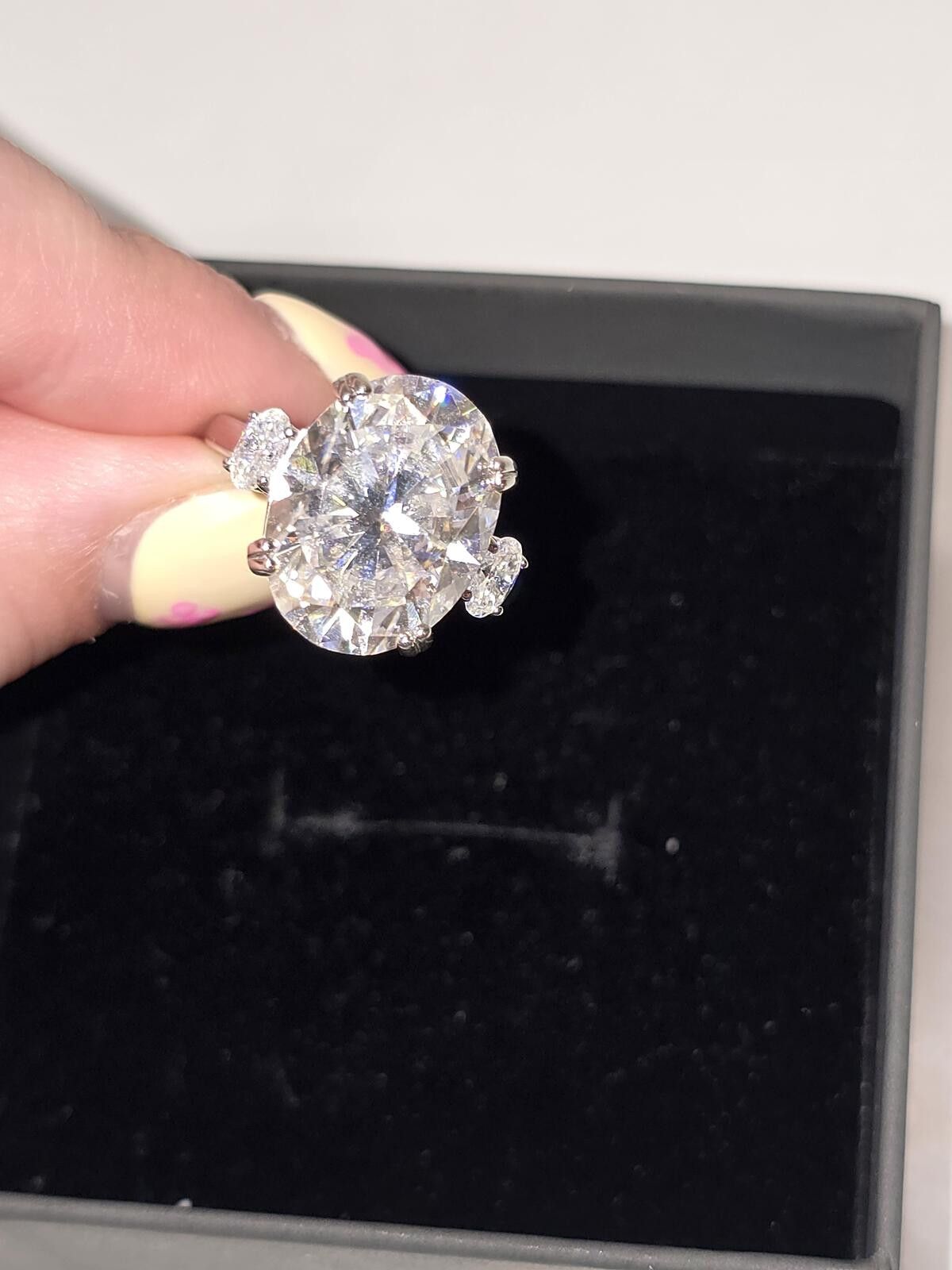 Other Oval Cut 10.48ct Moissanite Ring with Platinum Overlay Size ONE SIZE - 3 Thumbnail
