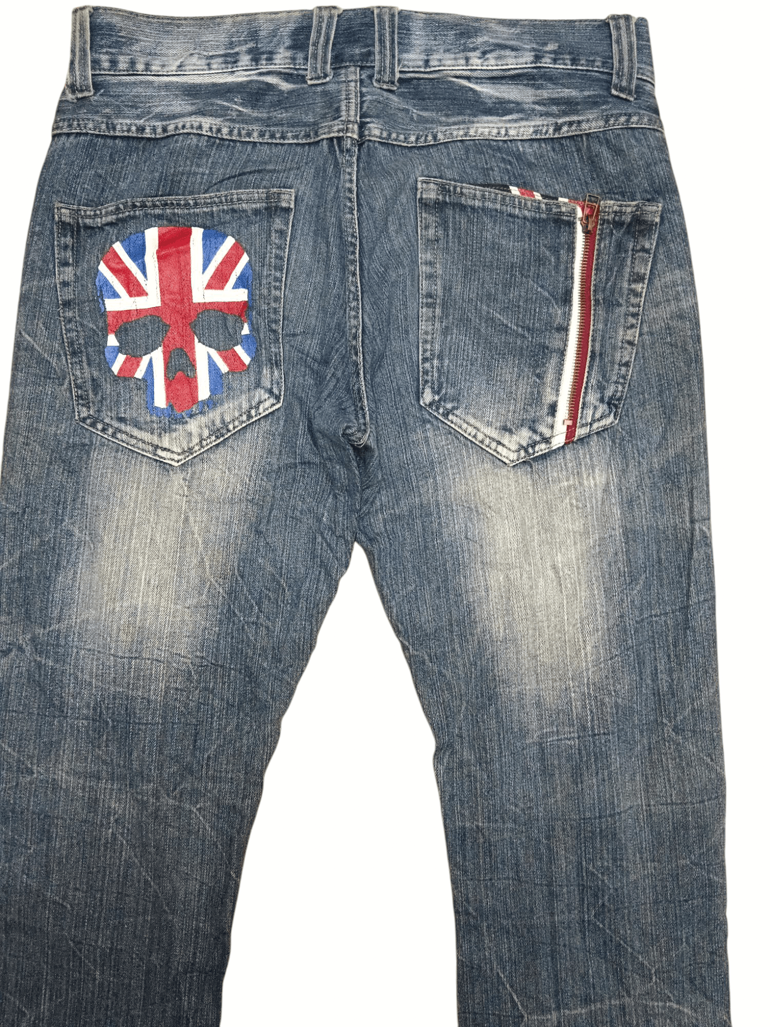 Tornado Mart 💥Jack Serika💥 Union Jack Punk Skull Flare Denim Size US 32 / EU 48 - 6 Thumbnail