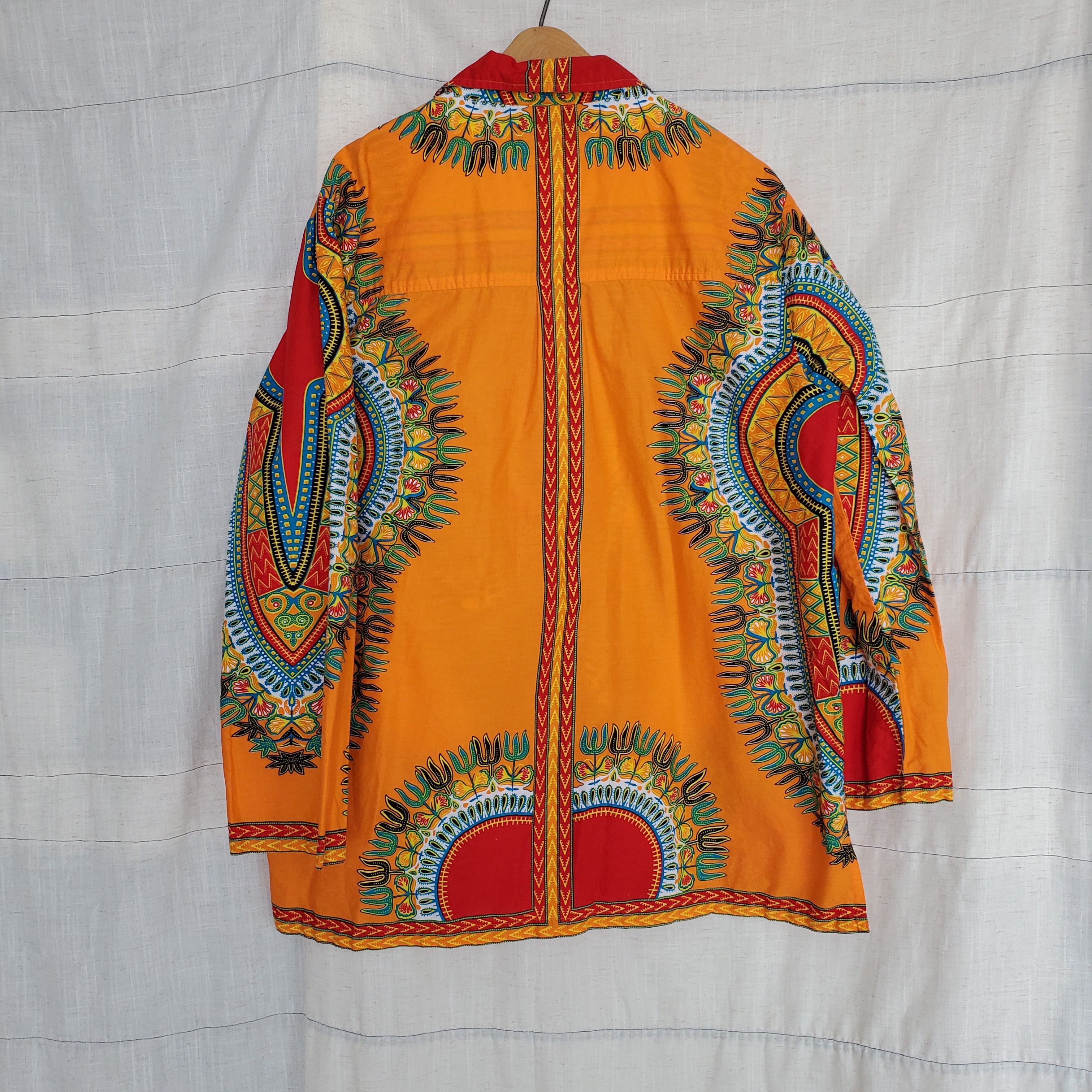 Other Ashro Men's Orange Ethnic Dashiki Button Up Shirt SZ-L Size US L / EU 52-54 / 3 - 6 Thumbnail