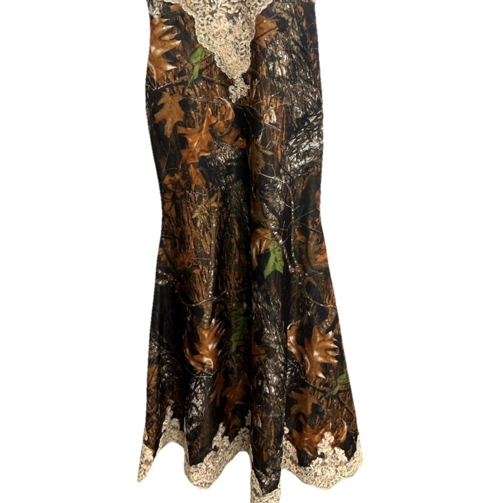 Vintage VINTAGE Camouflage Corset Dress Womens XS/S Lace Satin Prom Country Wedding Fit Flare Size XS / US 0-2 / IT 36-38 - 3 Thumbnail