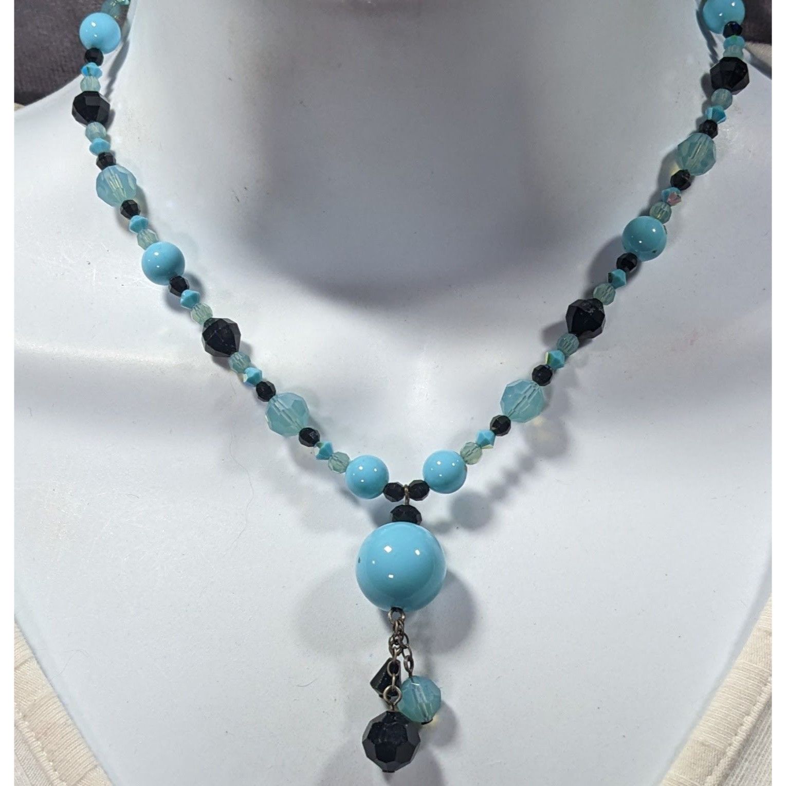 Other Whimsical Blue And Black Glass Beaded Y Necklace Size ONE SIZE - 5 Thumbnail