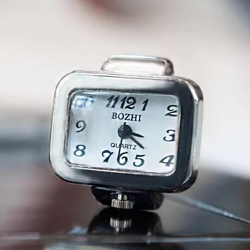 Jewelry SQUARE Watch Ring - Cyberpunk Quartz Finger Clock Size ONE SIZE - 2 Thumbnail
