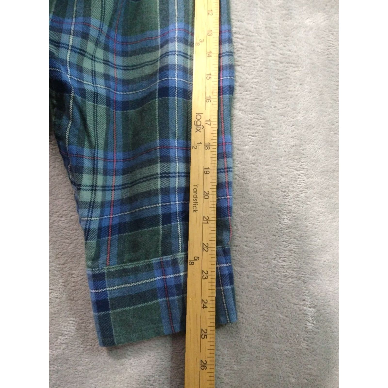Izod Izod Mens Button-Up Shirt 3XL Green Plaid Flannel Blue Cotton Long Sleeve Casual Size US XXL / EU 58 / 5 - 6 Thumbnail