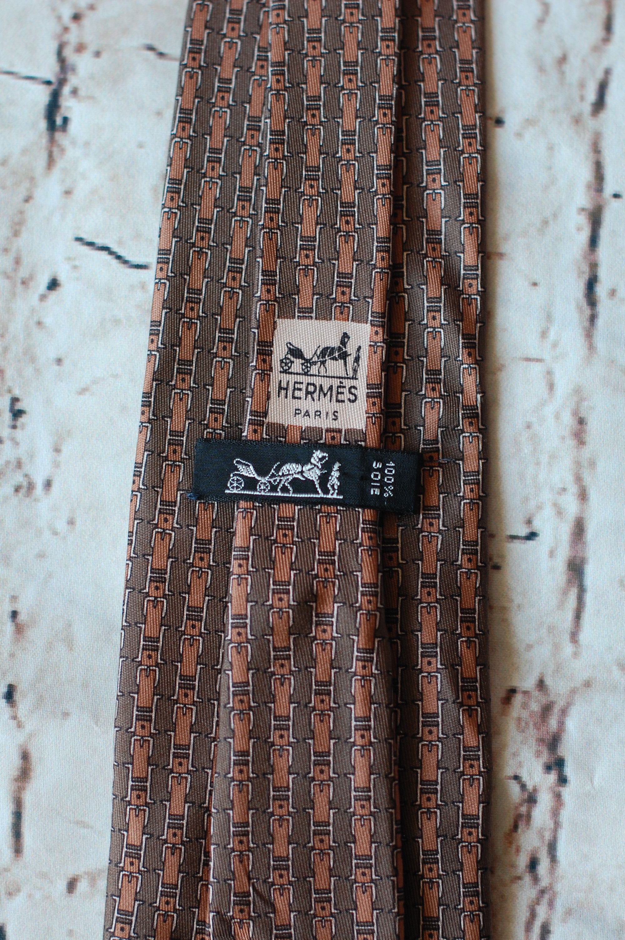 Hermes Vintage HERMES Silk NECKTIE 722 FA Equestrian Belt Letter H Size ONE SIZE - 3 Thumbnail