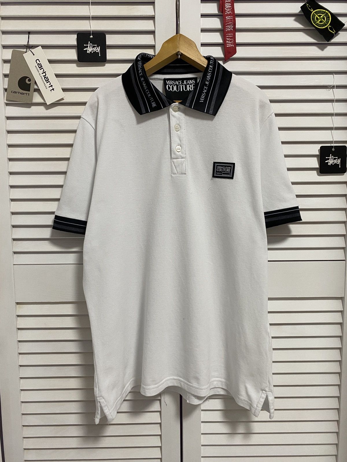 Versace 🤍 Vintage Polo Versace Jeans Couture Monogram Neck Size US M / EU 48-50 / 2 - 1 Thumbnail