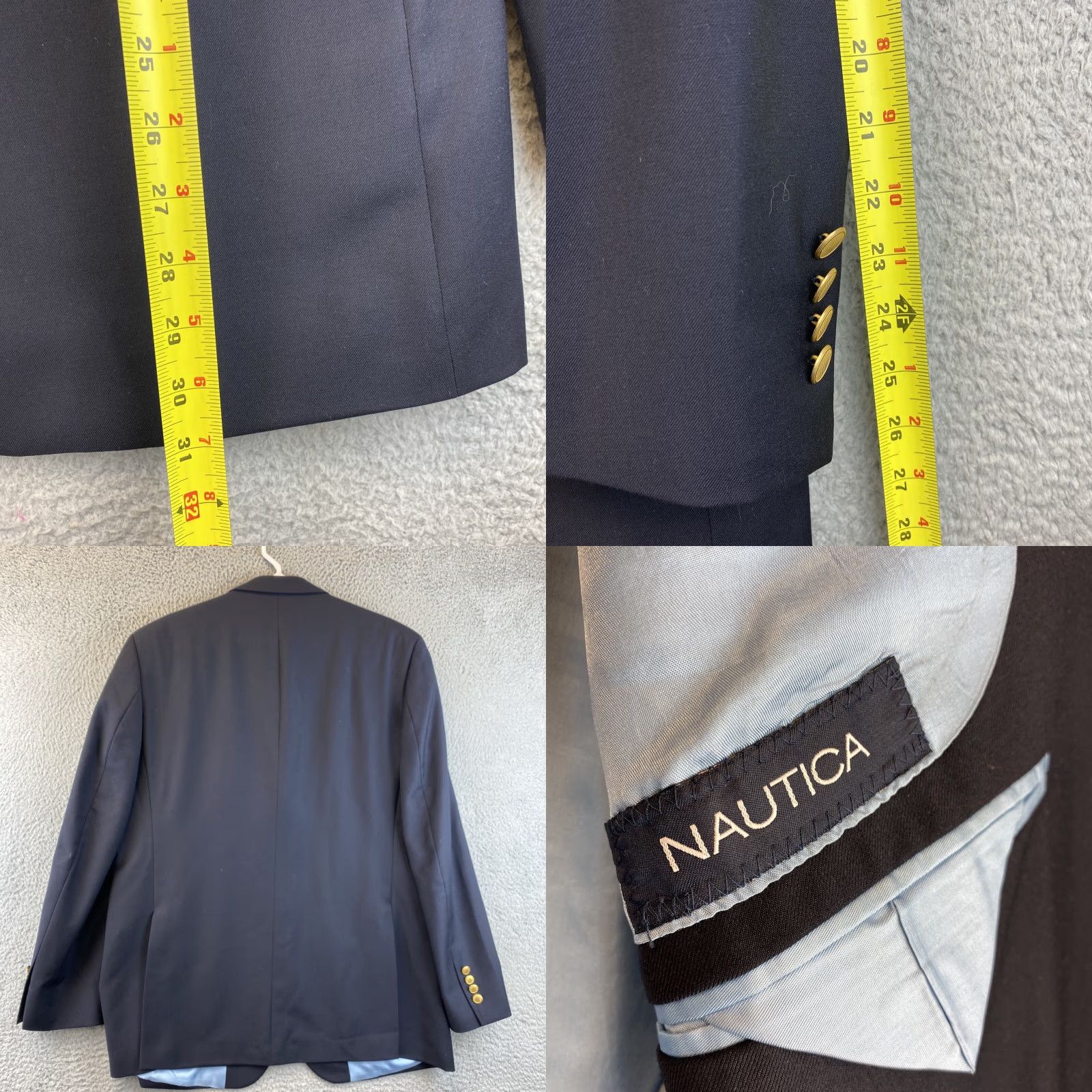 Nautica NAUTICA Sport Coat Mens Midnight Navy Blue Blazer Dark Suit Jacket 53 R 90-64 Size 46R - 8 Thumbnail