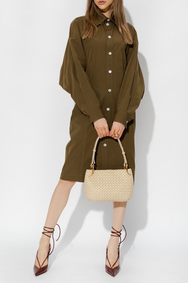 Bottega Veneta o1n1vont1224 Compact Cotton Dress in Khaki Size S / US 4 / IT 40 - 3 Thumbnail