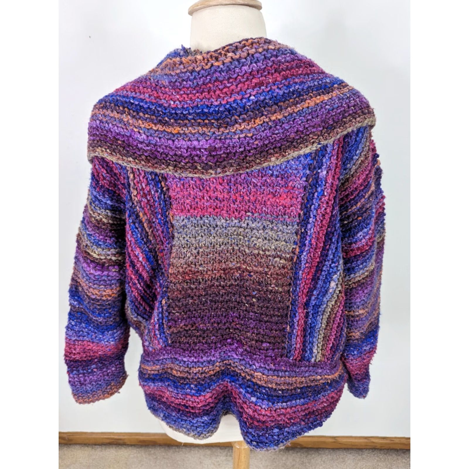 Vintage VINTAGE Mexican Baja Poncho Hoodie Striped Hippie Drug Rug Crochet Adults L Pullover Hoodie Mens Womens Size US L / EU 52-54 / 3 - 3 Thumbnail