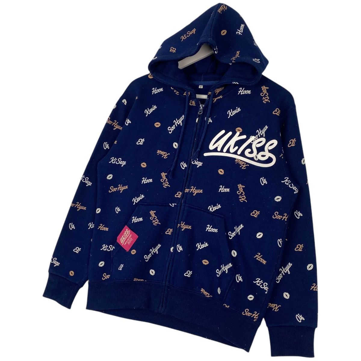 Vintage Vintage Ukiss Printed Hoodie Sweater Navy Blue Size M Size US M / EU 48-50 / 2 - 2 Thumbnail