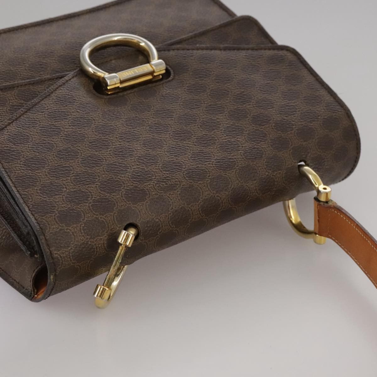 Celine CELINE Macadam Canvas Hand Bag Pvc Leather Brown Size ONE SIZE - 6 Thumbnail