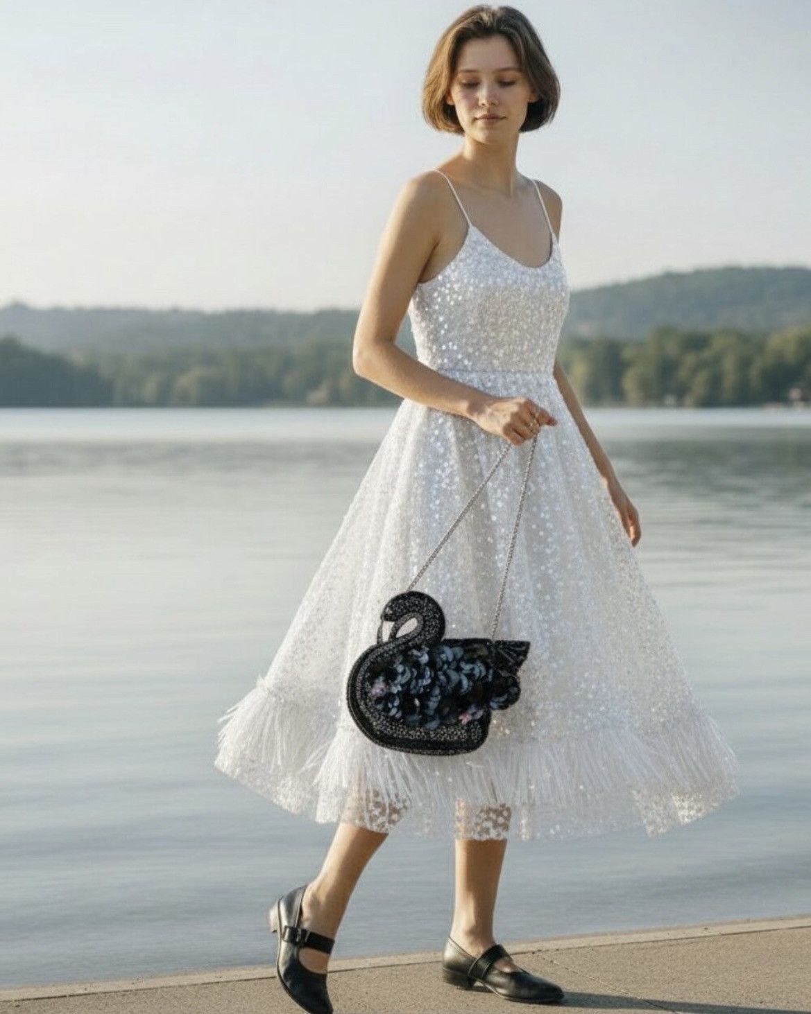 Other From India To You Black Swan Beaded Sequin Bag Crossbody Size ONE SIZE - 7 Thumbnail