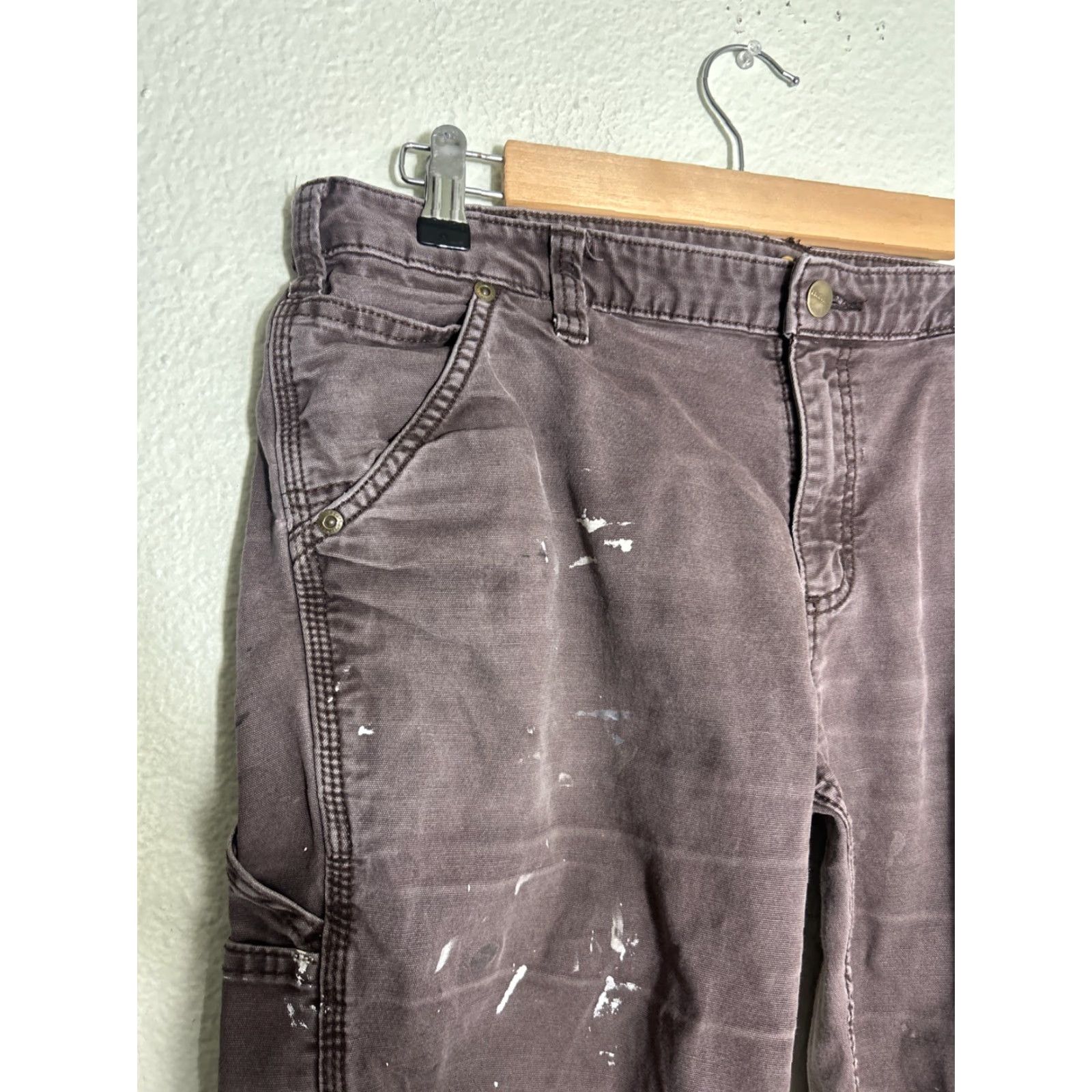 Carhartt Carhartt Original Fit Carpenter Utility Pants Womens 14 Brown 34x32 Paint Stains Size 36" / US 14 / IT 50 - 4 Thumbnail