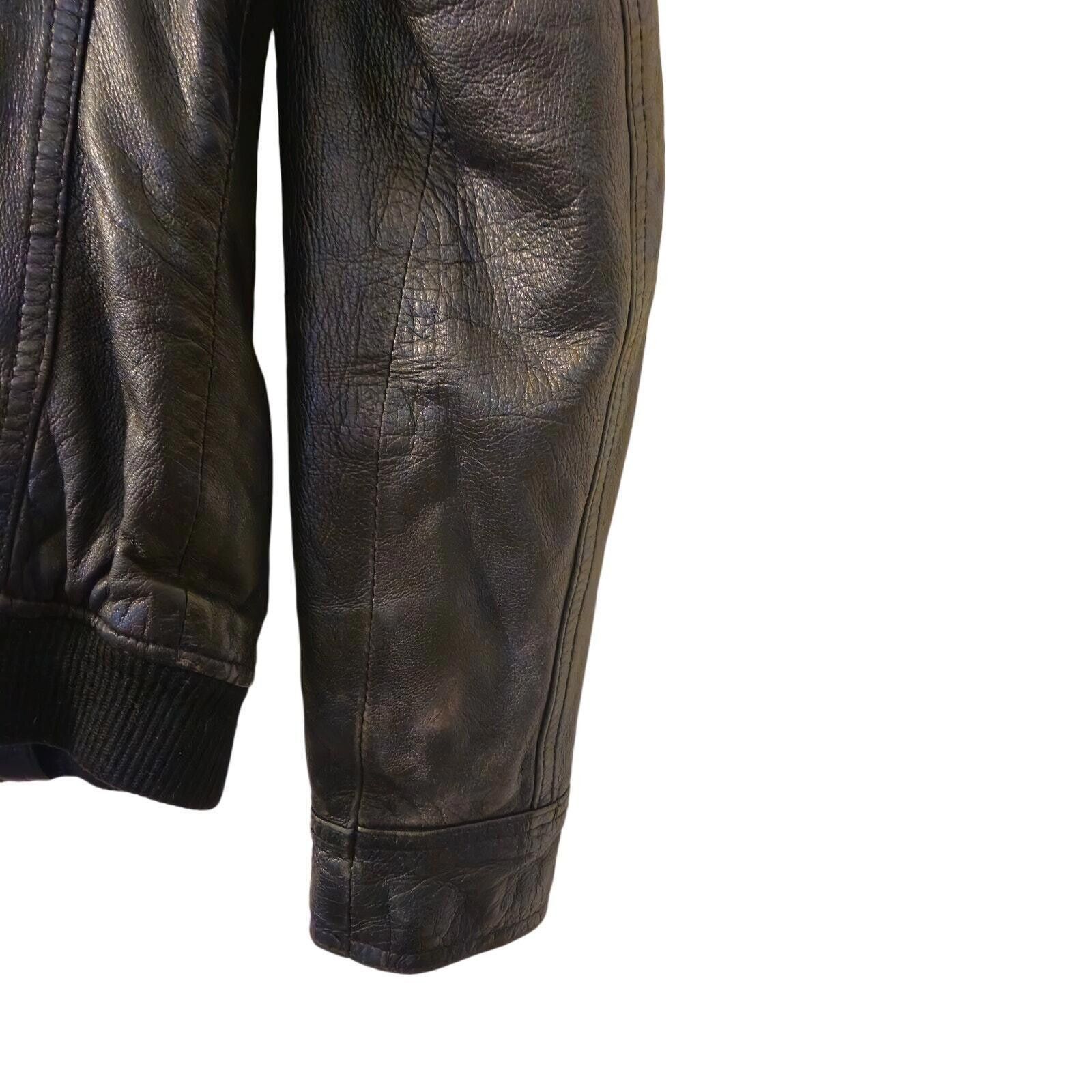 Guess GUESS Womens Vintage Leather Jacket Black Size Small Size S / US 4 / IT 40 - 9 Thumbnail