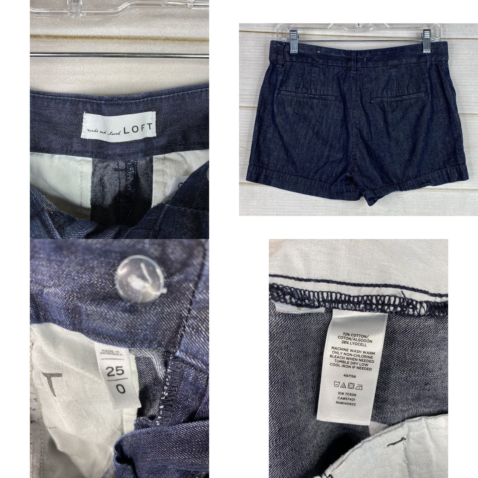 Loft VINTAGE LOFT Shorts Womens 0 Dark Wash Denim City Walking Size 25" / US 0 / IT 36 - 8 Thumbnail