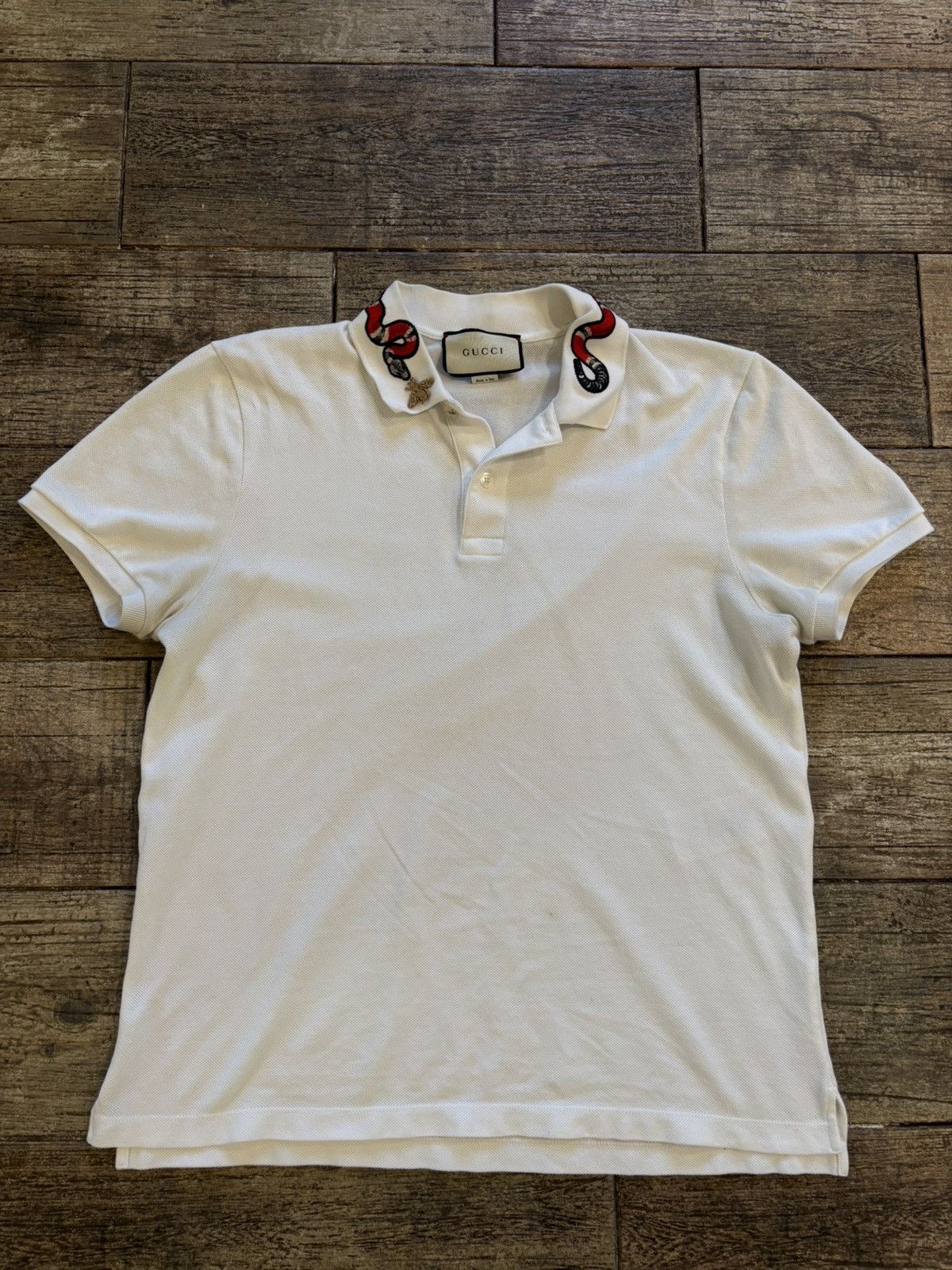 Gucci White Kingsnake Embroidered Color Polo Size US L / EU 52-54 / 3 - 1 Thumbnail