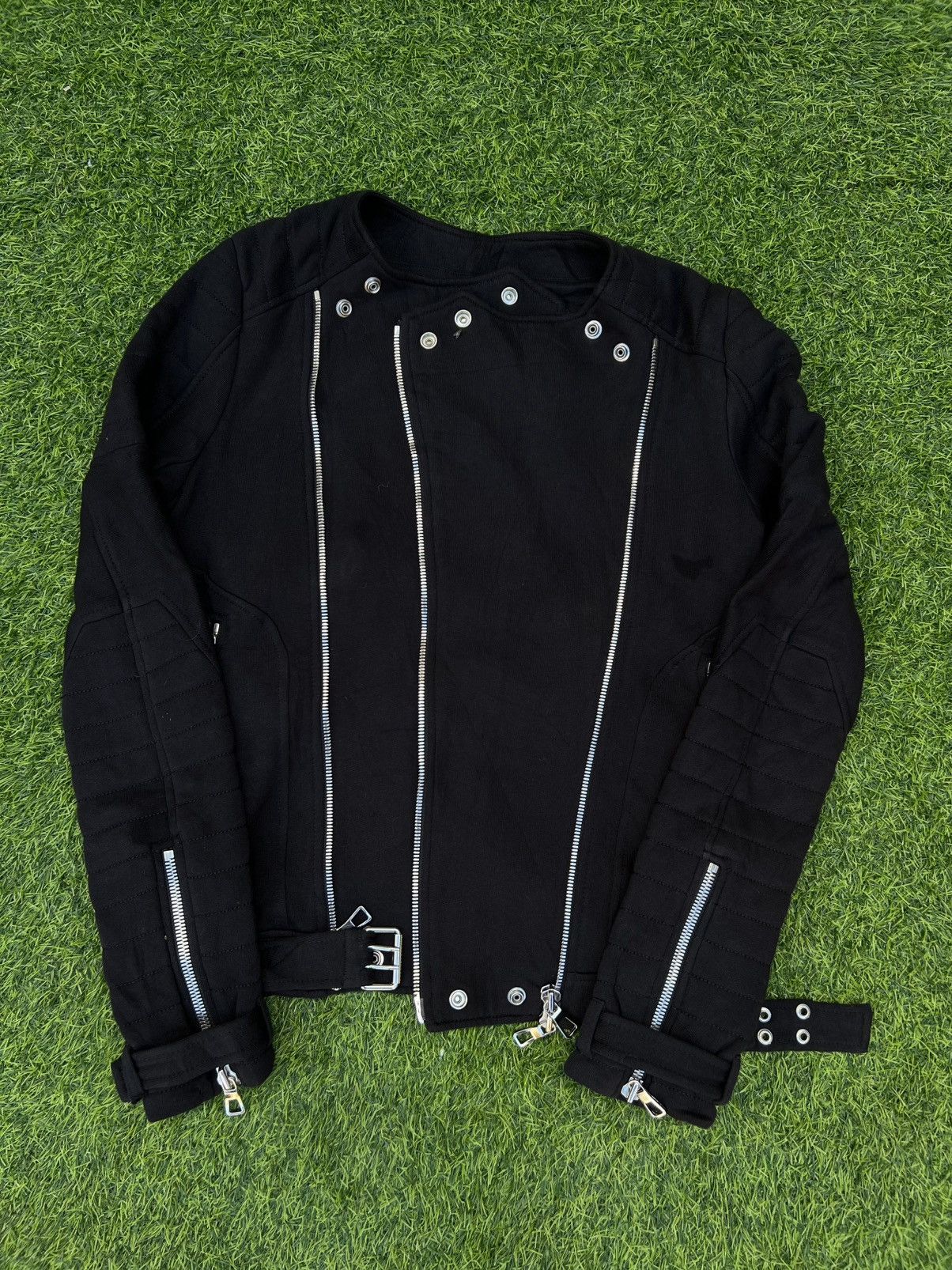 Balmain × H&M Balmain x H&M AW2015 Black Cotton Biker Moto Jacket - XS Size US XS / EU 42 / 0 - 16 Thumbnail