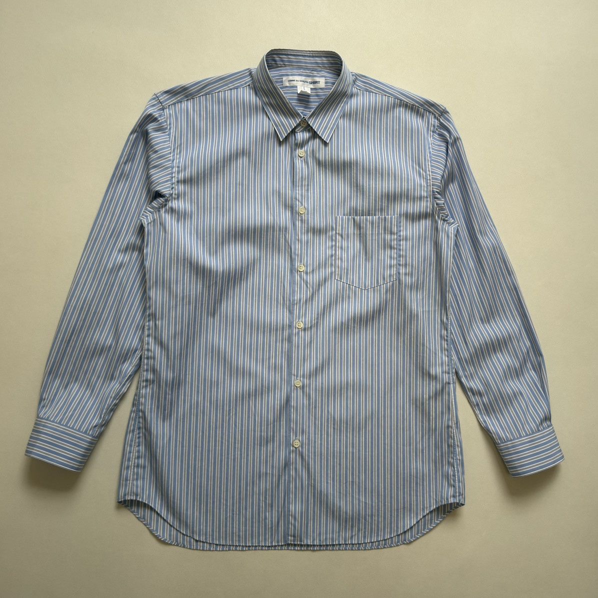 Comme des Garcons Blue/White Striped Cotton Shirt Size US M / EU 48-50 / 2 - 4 Thumbnail
