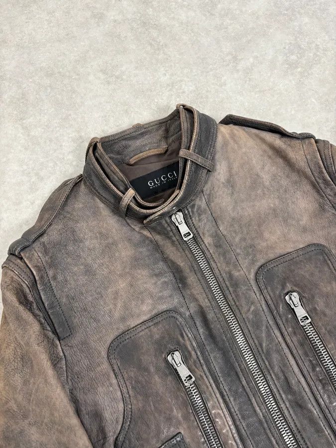 Gucci SS2011 Gucci Brown Eroded Leather Premium Jacket by Frida Giannini Size US M / EU 48-50 / 2 - 6 Thumbnail