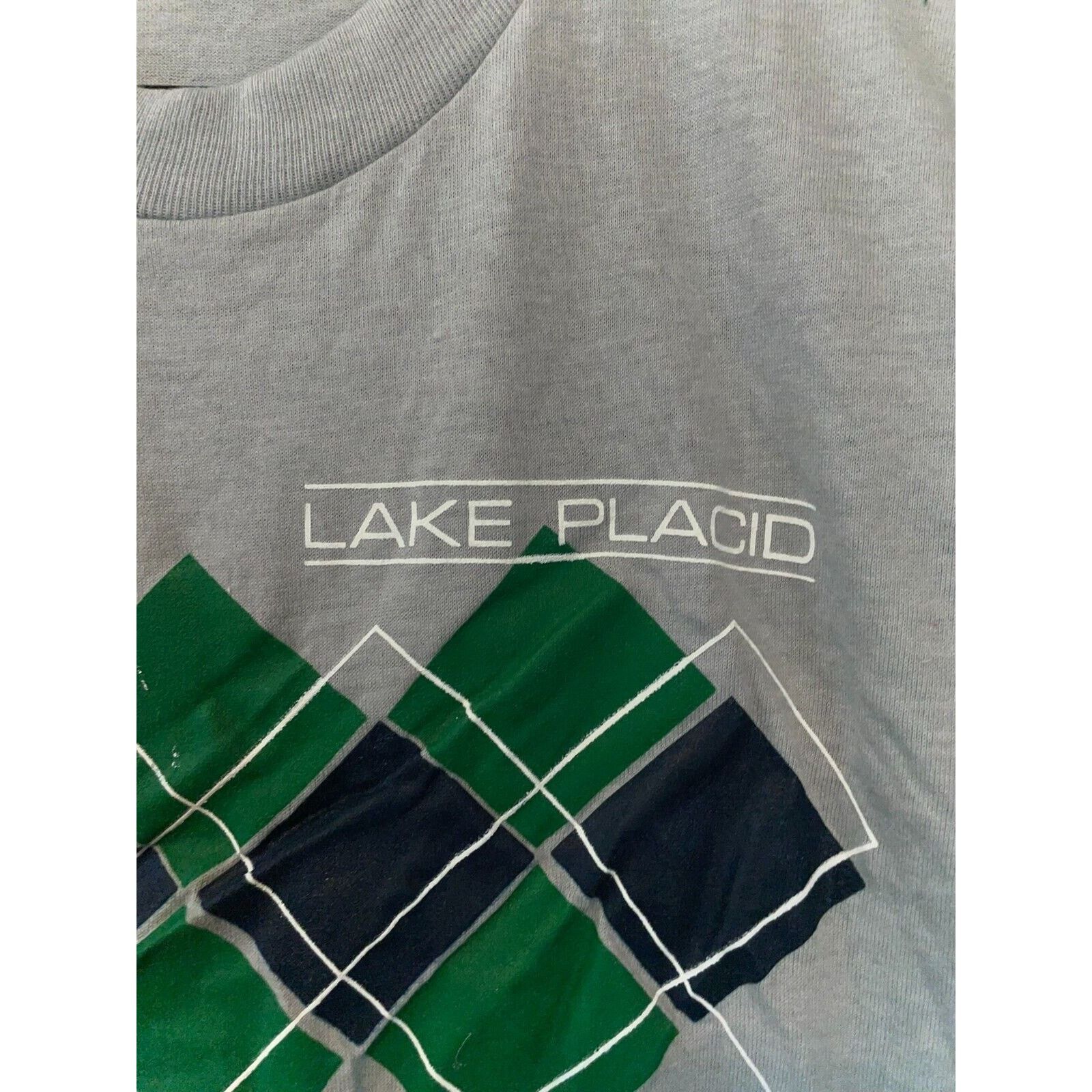 Vintage Vintage Lake Placid Shirt New York Gray Green Tee 80s Medium Size US M / EU 48-50 / 2 - 5 Thumbnail