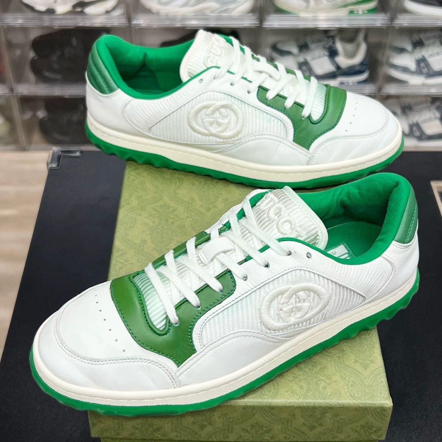 Gucci gucci mc80 low-top sneakers in white green Size US 10 / EU 43 - 1 Thumbnail