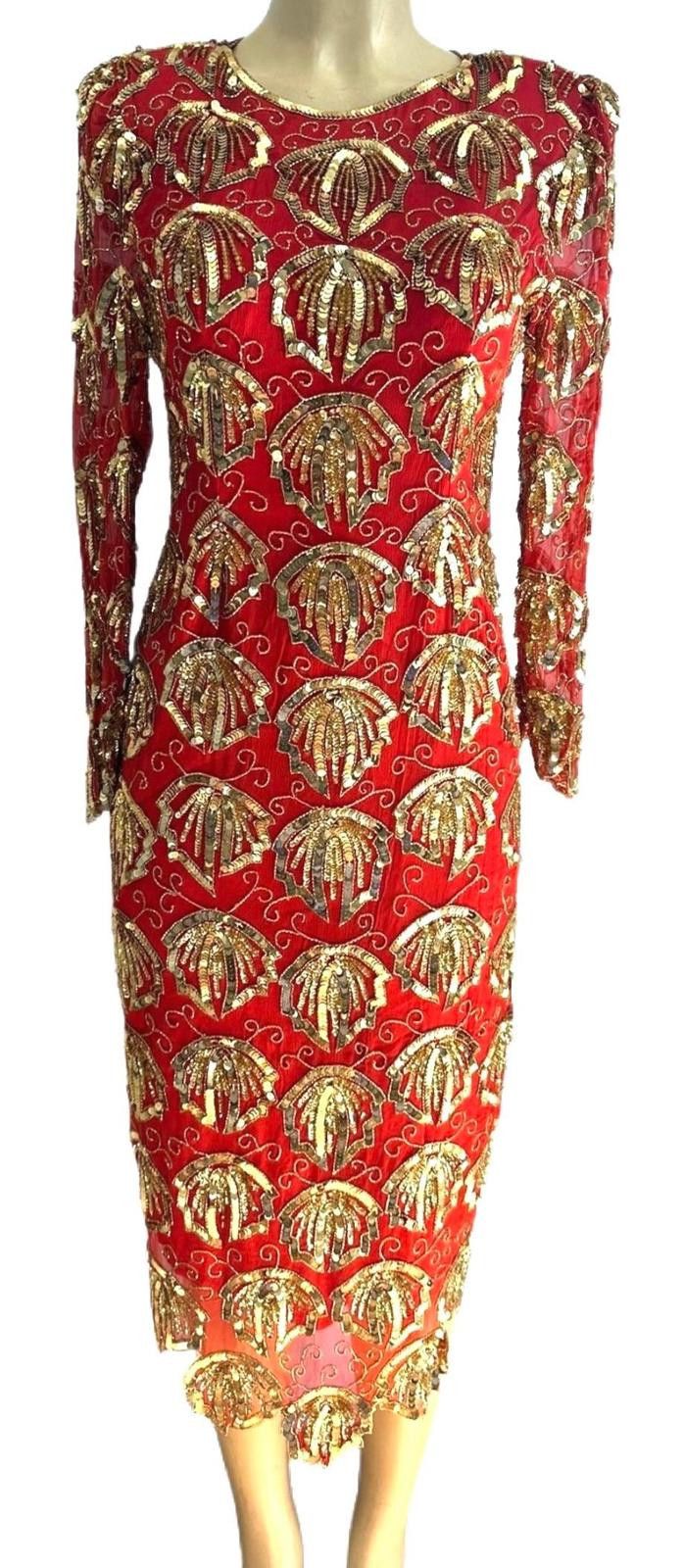 Other Sequined Dress Red Gold size 12 Size XL / US 12-14 / IT 48-50 - 1 Preview