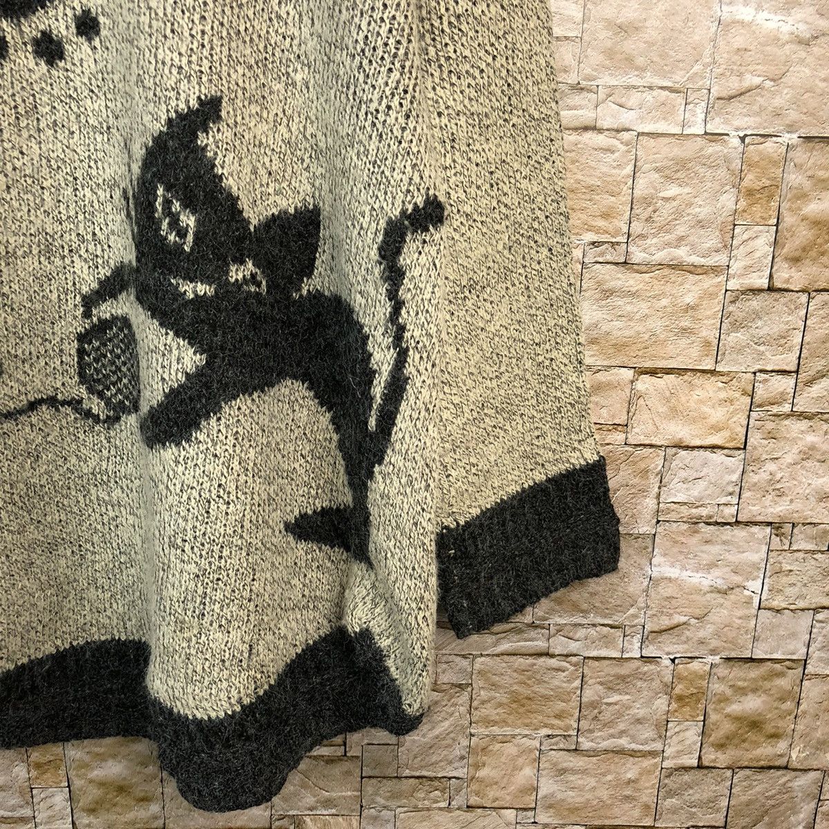 Homespun Knitwear × Japanese Brand Casalinga cat design Grey Knitwear #A1221 Size L / US 10 / IT 46 - 8 Thumbnail