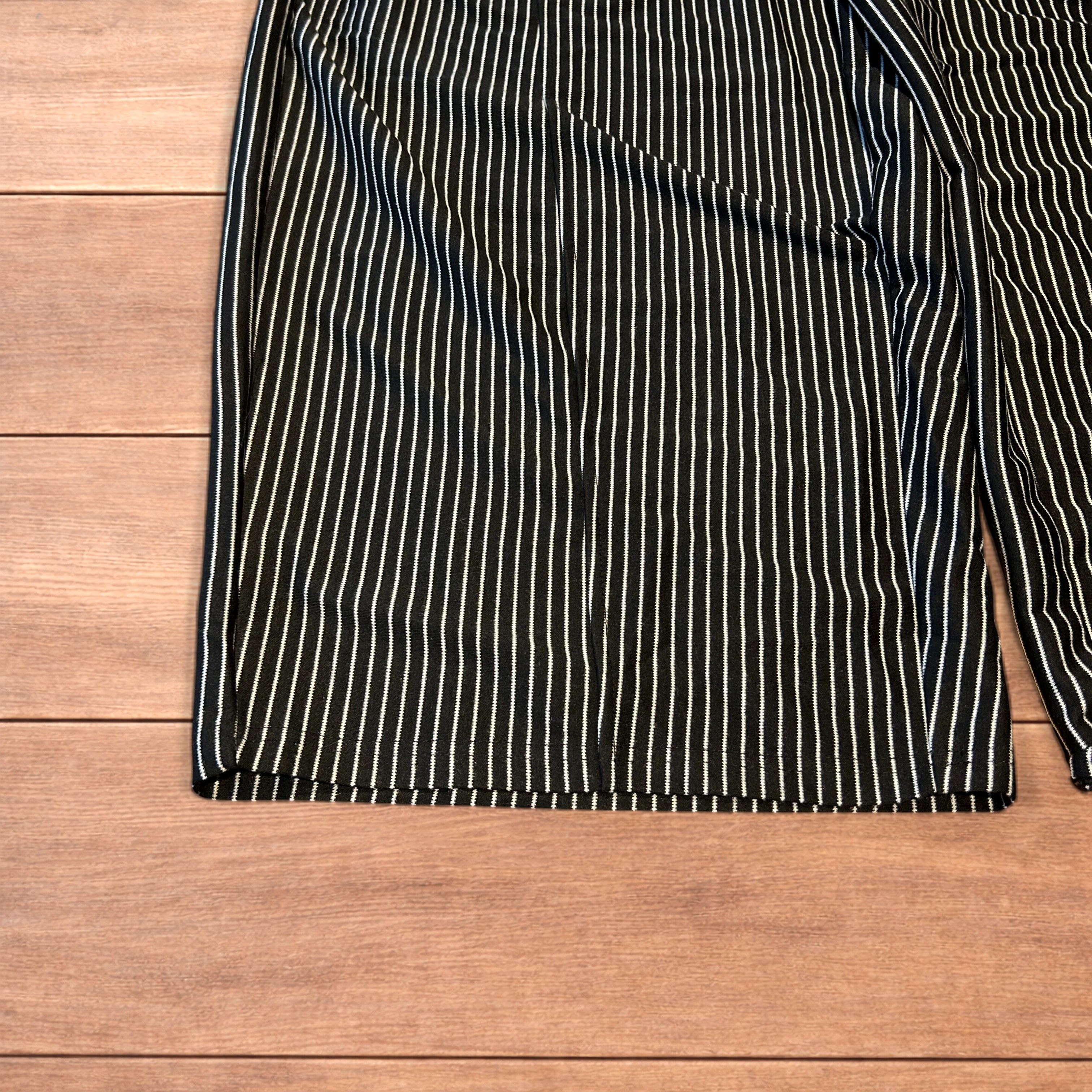 Japanese Brand Super baggy wide leg pinstripe Korean joggers in blck/white. Size US 36 / EU 52 - 4 Thumbnail