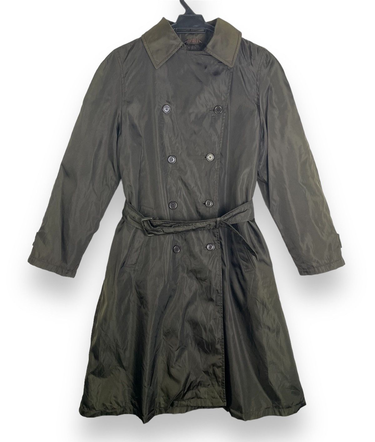 Prada 🔥Rare Prada Double Breasted Belted Nylon Trech Coat Size L / US 10 / IT 46 - 1 Thumbnail