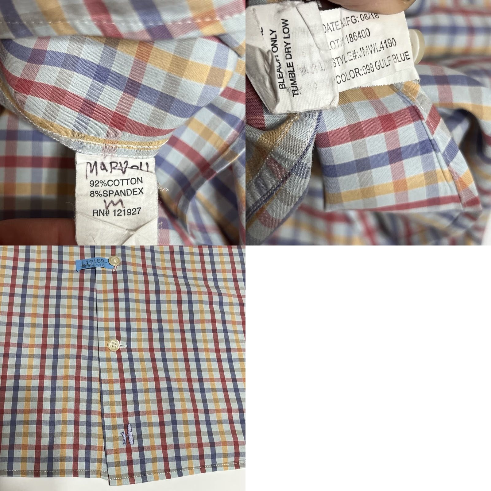 johnnie-O johnnie-O Performance Shirt Mens Large Multicolor Plaid Button Down Long Sleeve Regular Fit Casual Travel Shirt Size US L / EU 52-54 / 3 - 8 Thumbnail