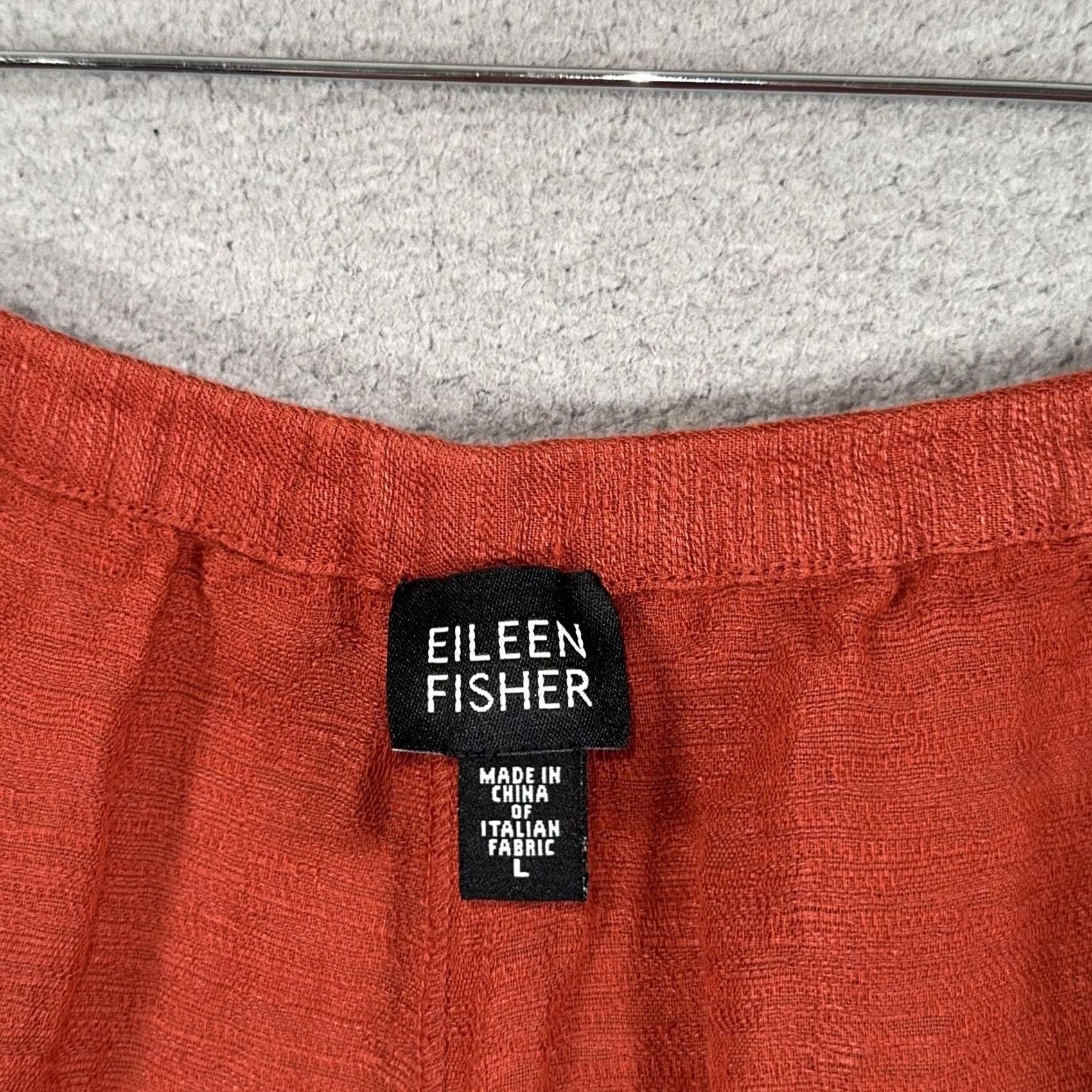 Eileen Fisher Eileen Fisher Pants Women's Large Burnt Orange Linen Blend Cropped Wide Leg Relaxed Pull On Casual Size 36" / US 14 / IT 50 - 3 Thumbnail